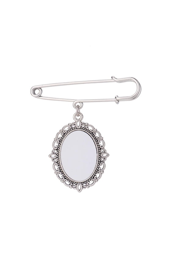 Diy Pin Lace Frame Wedding Charm Oval Aluminum Sheet Photo Frame Brooch Pendant