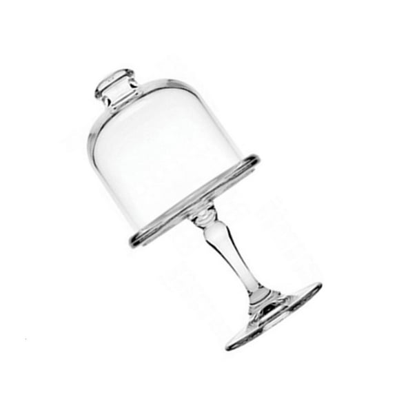 WE-POLUJ Elegant Clear Glass Dessert Plate High Foot Cake Dome Stand For Pastries Snacks