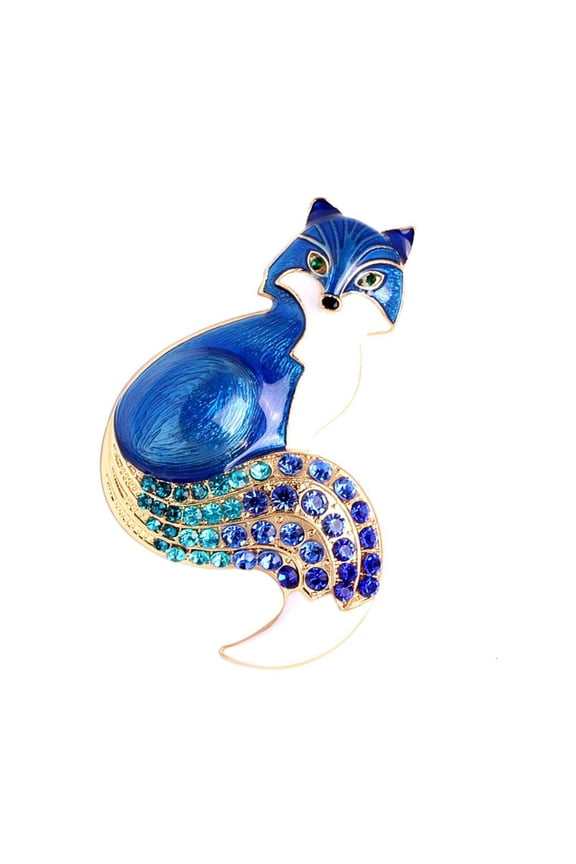 Enamel Foxes Brooch Rhinestones Animal Pin Jewelry for Jackets and Backpacks