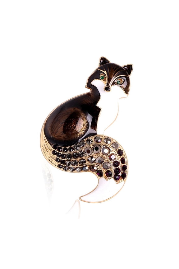 Enamel Foxes Brooch Rhinestones Animal Pin Jewelry for Jackets and Backpacks