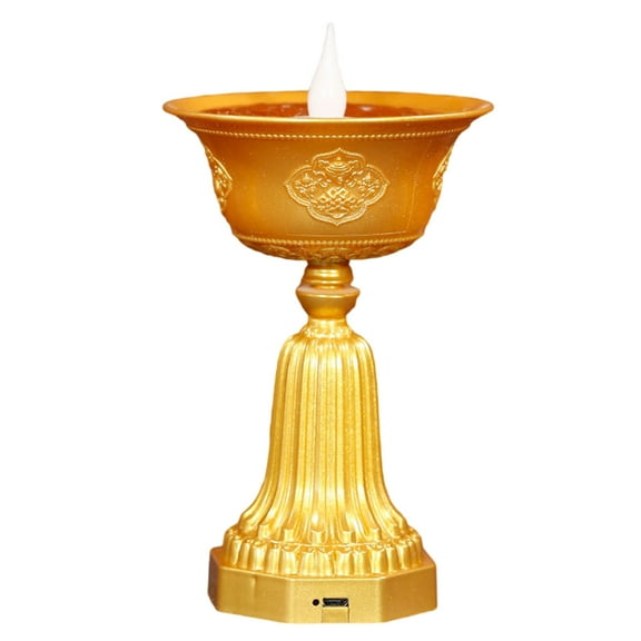 Buddhist LED Prayer Light, Simulated Butter Lamp with Warm Flickering Glowing, USB Charging for Home