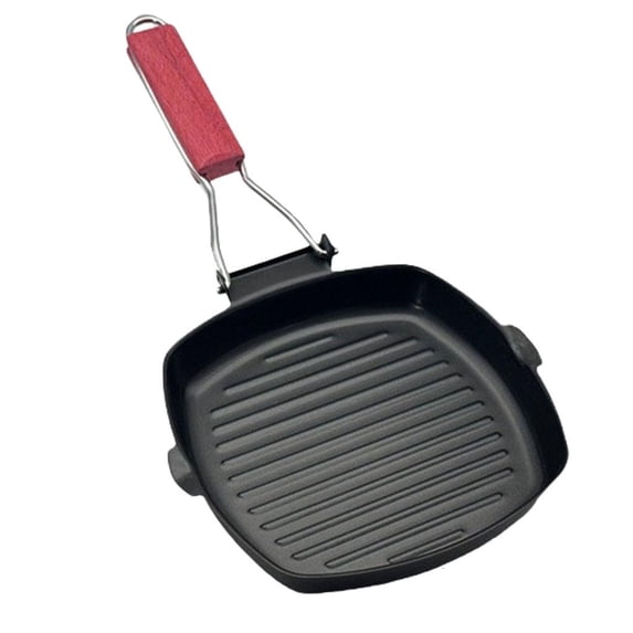 WE-POLUJ Large Nonstick Grilling Pans Foldable Dish Pans Steak Pans Refined Iron Texture Suitable for Stovetops Easy Cooking