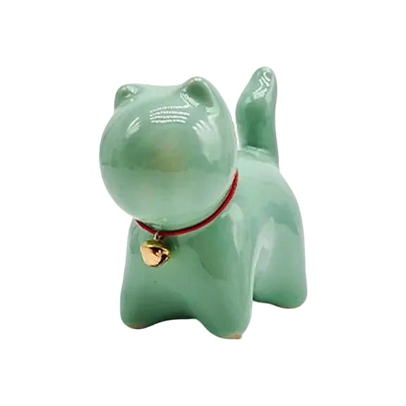 WE-POLUJ Lovely Small Animal Figurine Ceramic Kitten Decoration Ornament for Table Setting Or Home Desk Shelf Space Ornament