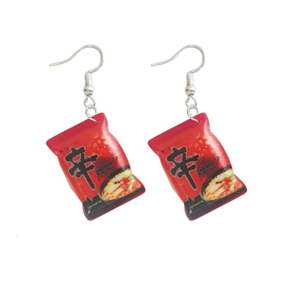 WE-POLUJ Nice Simulation Instant Noodle Drop Hook Earring Chili Food Dangle Earrings Gift