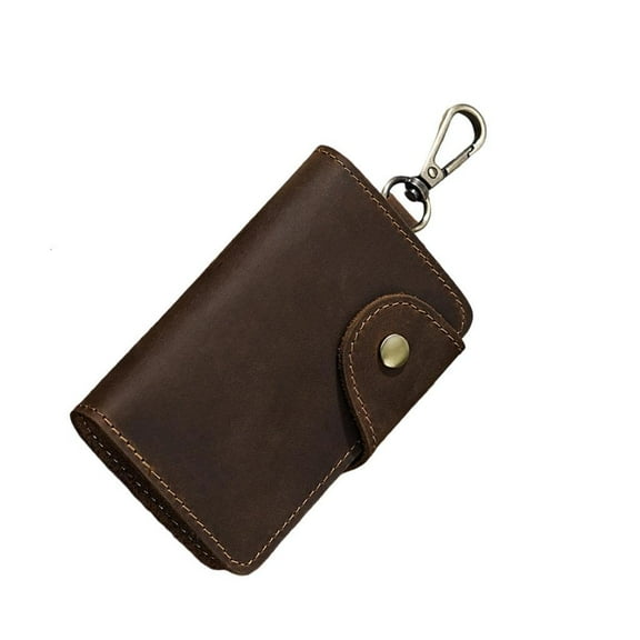 WE-POLUJ PU Leather Key Case With Card Storage MenKeychain Holder For Office Outdoor Use