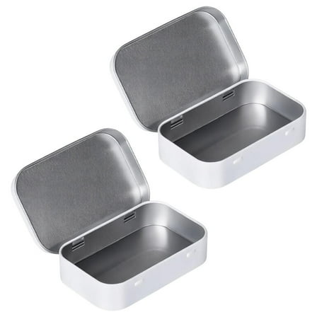 WE-POLUJ Pack of 2 Flips Top Storage Tin Boxes Iron Organizers for Retro Decoration