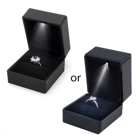 WE-POLUJ Proposal Wedding Engagement Ring Box LED Light Square Jewelry Display Gifts Box