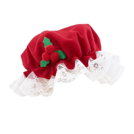WE-POLUJ Red Mistletoe Mrs Santa Hat with Lace Great for Cosplay Bonnet Costume