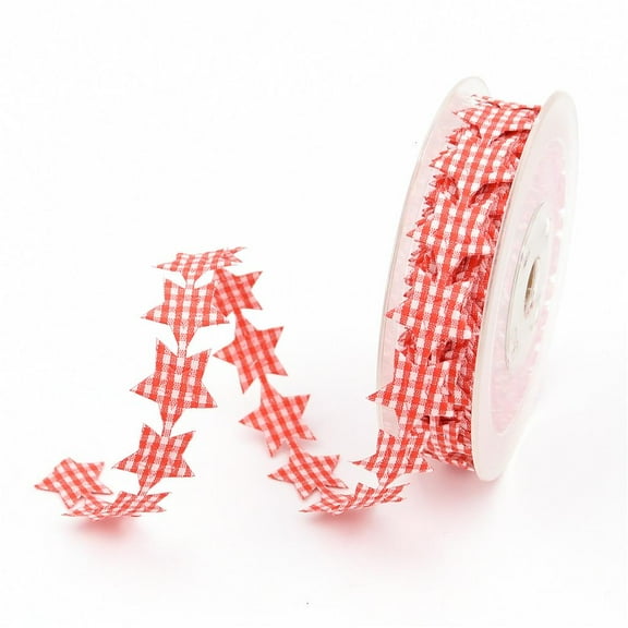 WE-POLUJ Red Star Ribbon Craft Ribbon Checkered Craft 10 Meters Per Spool Mother's Day