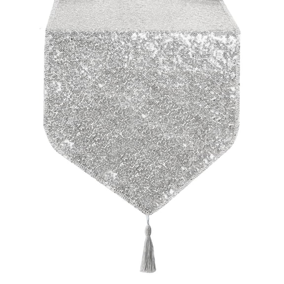 WE-POLUJ Sequin Table Runner Rectangle Glitter Gold Silver Sequin Table Runner Wedding Cake Table Decor Holiday Party Decorations