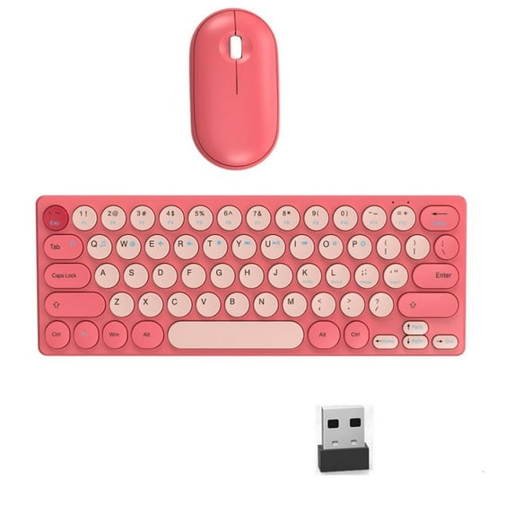 WE-POLUJ Silents Clicks Mouse Wireless Keyboards Set Round Key Design 64Keys Portable For Desktop Notebook