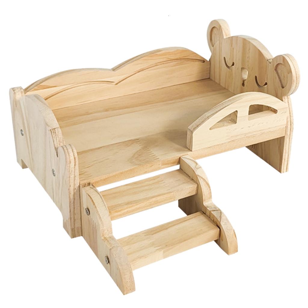 WE-POLUJ Small Animal Bed with Stair for Hamster Wood Sleeping Bed ...