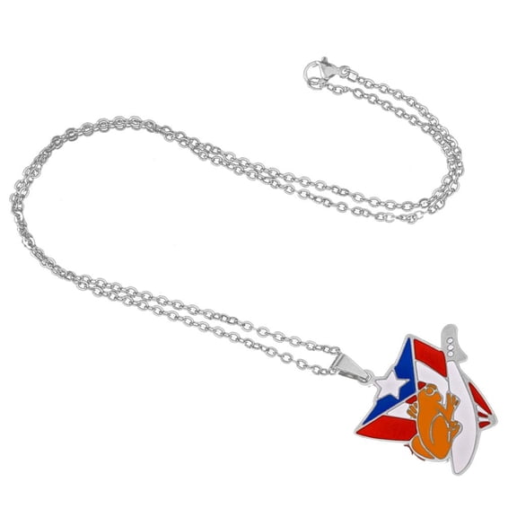 WE-POLUJ Stainless Steel Puerto Rico Flag Pendant Necklace Stylish Puerto Rico Necklace
