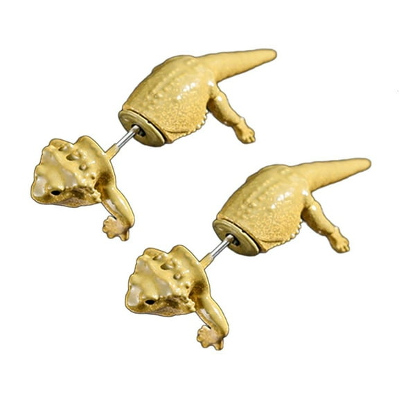 WE-POLUJ Stylish 3D Lizard Earrings Punk Rock Ear Studs Versatile Animal Themed Accessory