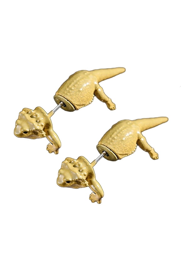 Stylish 3D Lizard Earrings Punk Rock Ear Studs Versatile Animal Themed Accessory