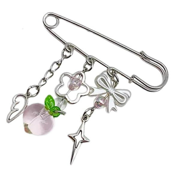 Sweet Brooch Clip Unique Clasp Pin Chain Badge Peach Brooch Pin for Clothing