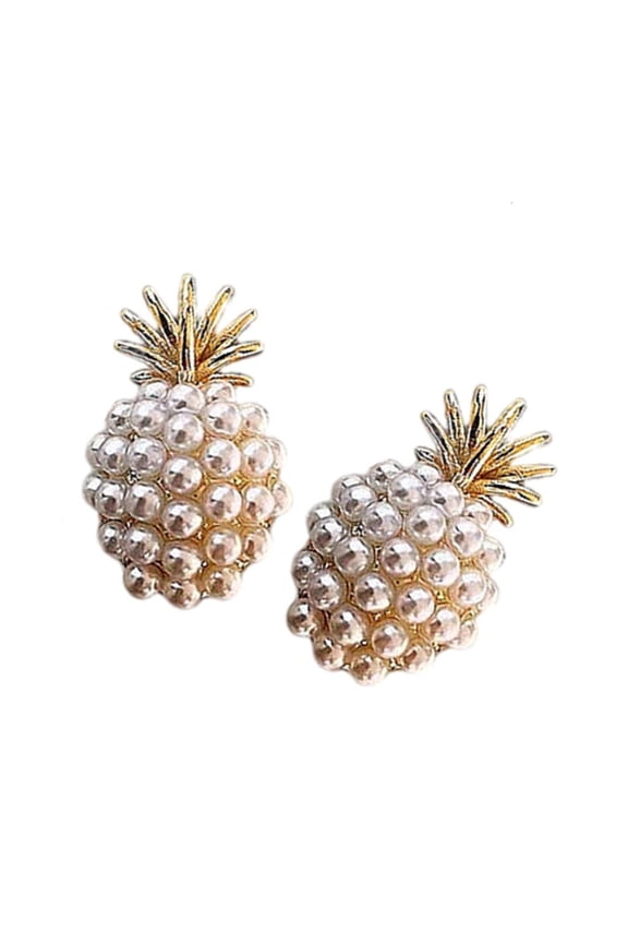 Trendy Pearls Pineapple Earrings Delicate Pineapple Pearls Ear Studs Accessory Ideal for Parties and Celebrations