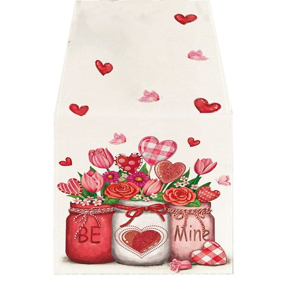 Valentine's Day Tablecloth Washable Table Cover Soft Table Cloth Stain Resistant,Perfect for Kitchen, Dinner,