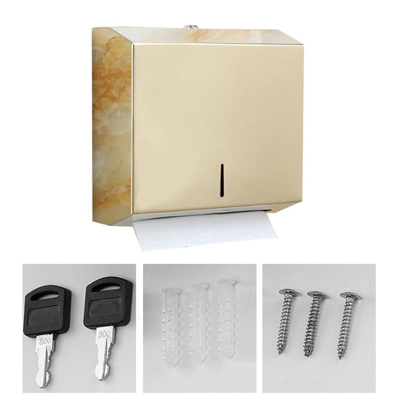 WE-POLUJ Wall-Mounted Paper Towel Dispenser Stainless Steel Large Capacity Bathroom Kitchen Tissue Holder Box with Lock Design