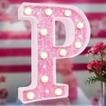 thumbnail image 1 of WE Pink Light Up Letters, Glitter Alphabet Letter Sign Pink LED Marquee Letter Lights Battery Powered for Night Light Girls Bedroom ，Birthday Party, 1 of 5
