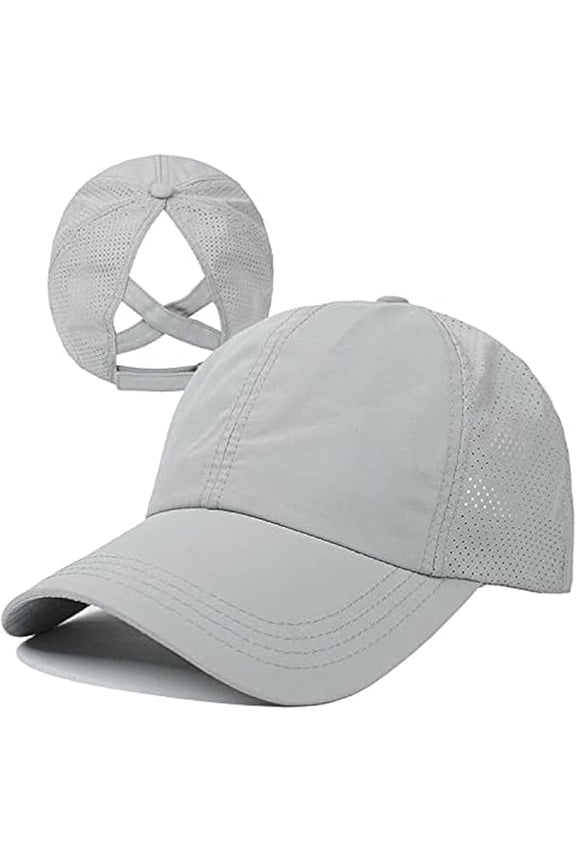 Ponytail Hat for Women - Baseball Cap with Adjustable Fit & High Pony Tail Criss Cross Back for Everyday Wear