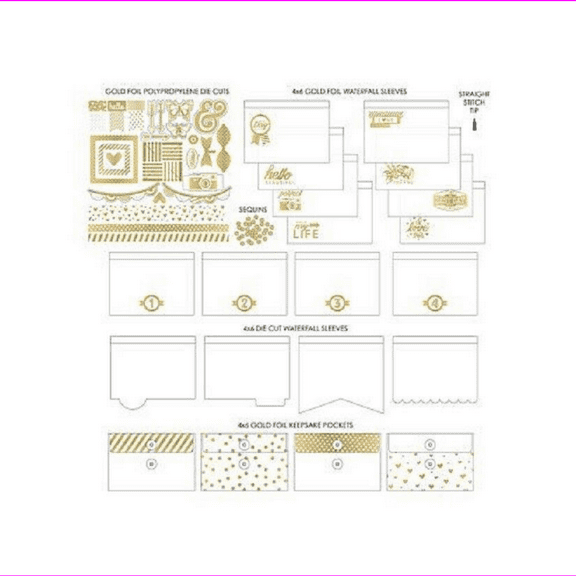 WE R Memory Keepers Fuse Gold Foil Paper Crafting Kit 42 Pcs