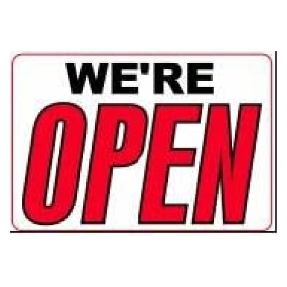 WE'RE OPEN/CLOSED 14x20 Heavy Duty Plastic Sign Red