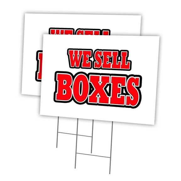 WE SELL BOXES 2 Pack Of 12" x 16" Yard Sign & Stake | Advertise Your Business | Stake Included Image On Front Only | Made in The USA