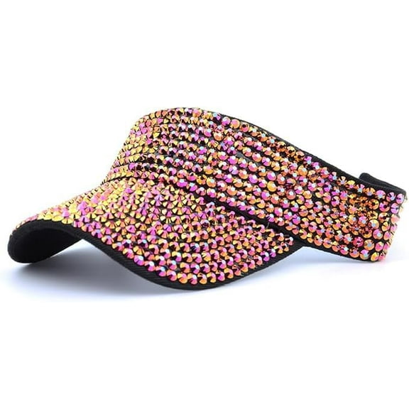 WE Shining Sun hat，Sun Visors Hats Women Shiny Rhinestones Men Clip On Visor Hat Adjustable Bling Sports Summer Cap