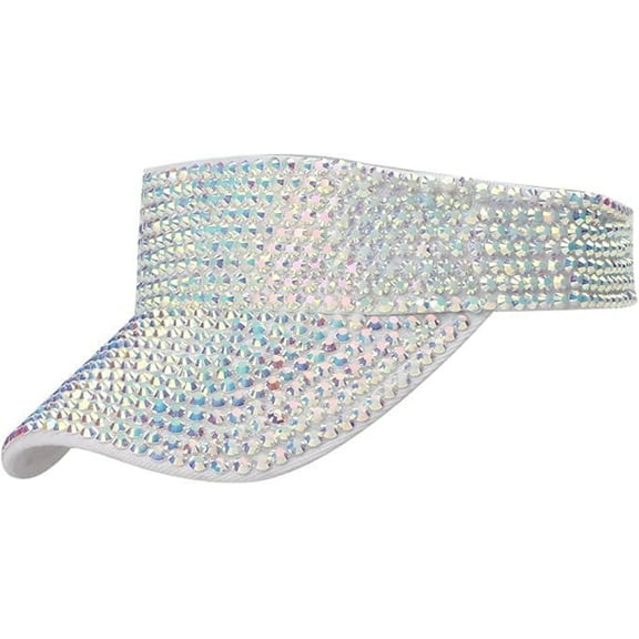 WE Shining Sun hat，Sun Visors Hats Women Shiny Rhinestones Men Clip On Visor Hat Adjustable Bling Sports Summer Cap
