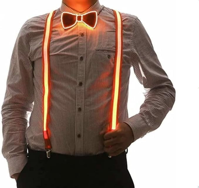 WE Suspenders+ Bow Tie, Light Up LED Suspenders Men's Led Light Up ...
