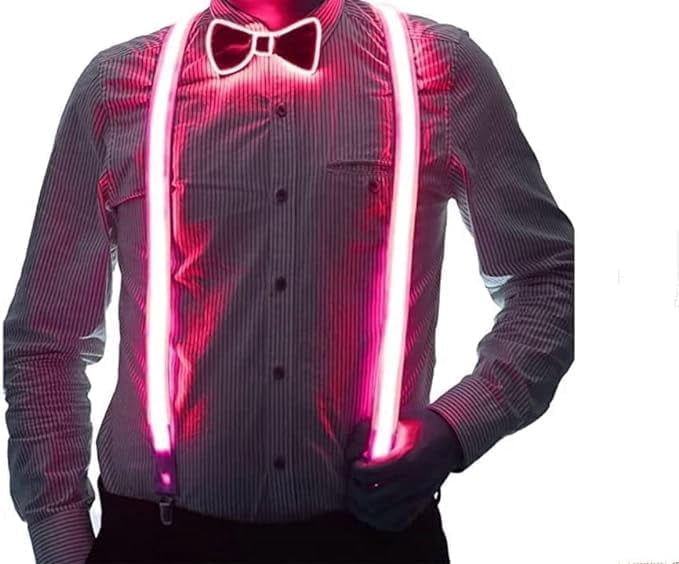 WE Suspenders+ Bow Tie, Light Up LED Suspenders Men's Led Light Up ...