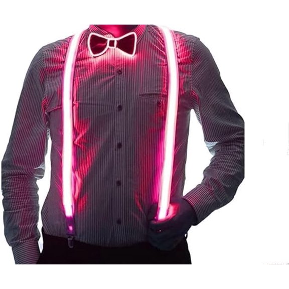 WE Suspenders+ Bow Tie, Light Up LED Suspenders Men's Led Light Up Suspenders with LED Light Up Bow Tie