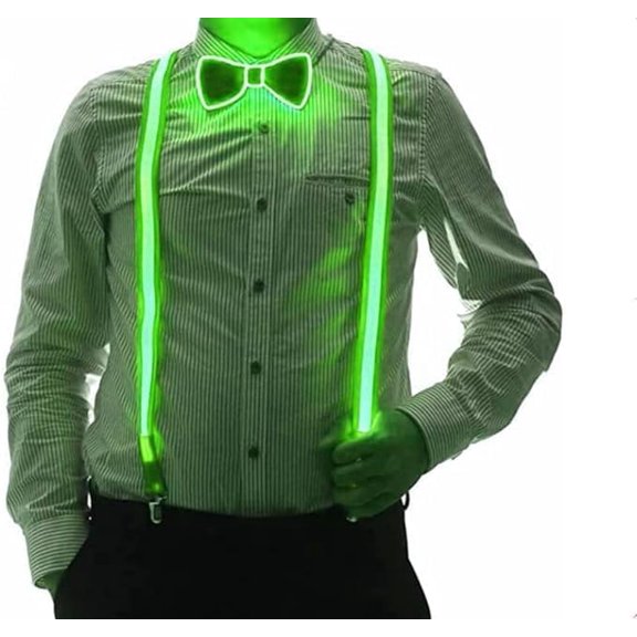 WE  Suspenders+ Bow Tie, Light Up LED Suspenders Men's Led Light Up Suspenders with LED Light Up Bow Tie
