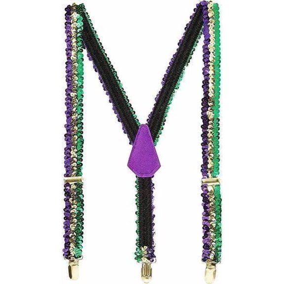WE Suspenders Sequin Suspenders Sequin Braces Y Back Suspender Braces Adult,Unisex Elastic Adjustable Trouser Braces