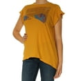 thumbnail image 1 of WE THE FREE $68 Womens New 1215 Gold Printed Cut Out  Short Sleeve Top M B+B, 1 of 2