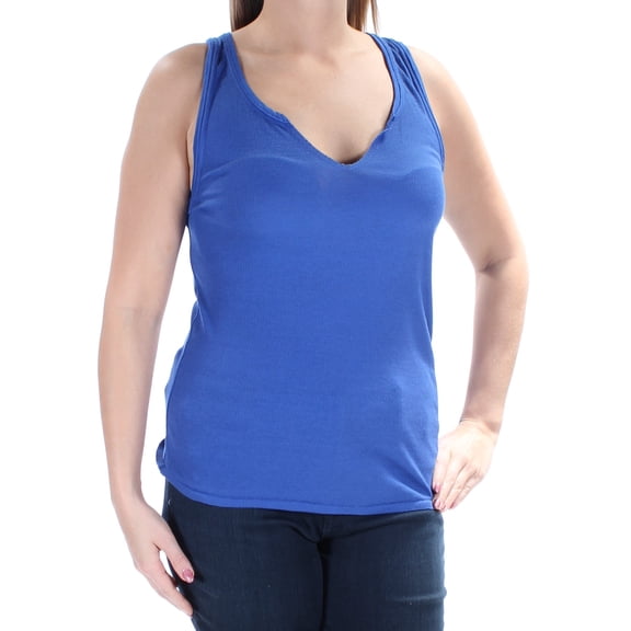 WE THE FREE Womens New 1493 Blue Textured Sleeveless Scoop Neck Casual Top M B+B