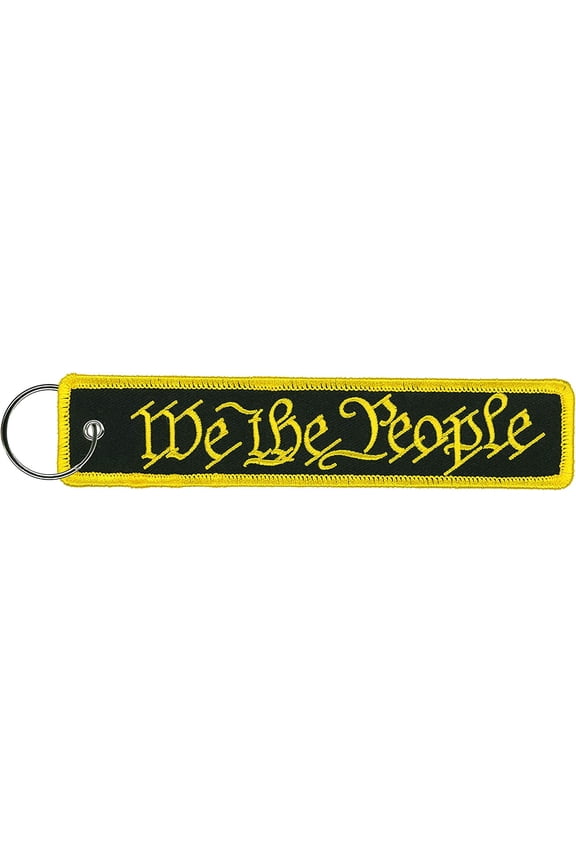 WE THE PEOPLE, FOB KEYCHAIN - Double Sided High-Quality Full Thread Embroidered Rayon Biker FOB Keychain - 1.25" x 6.2"