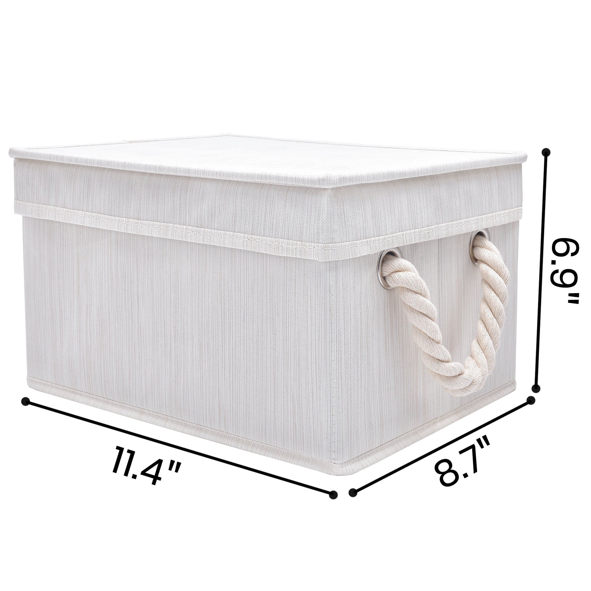 WE THINK STORAGE. Foldable Fabric Storage Bins with lids, Ivory, 3 Pack