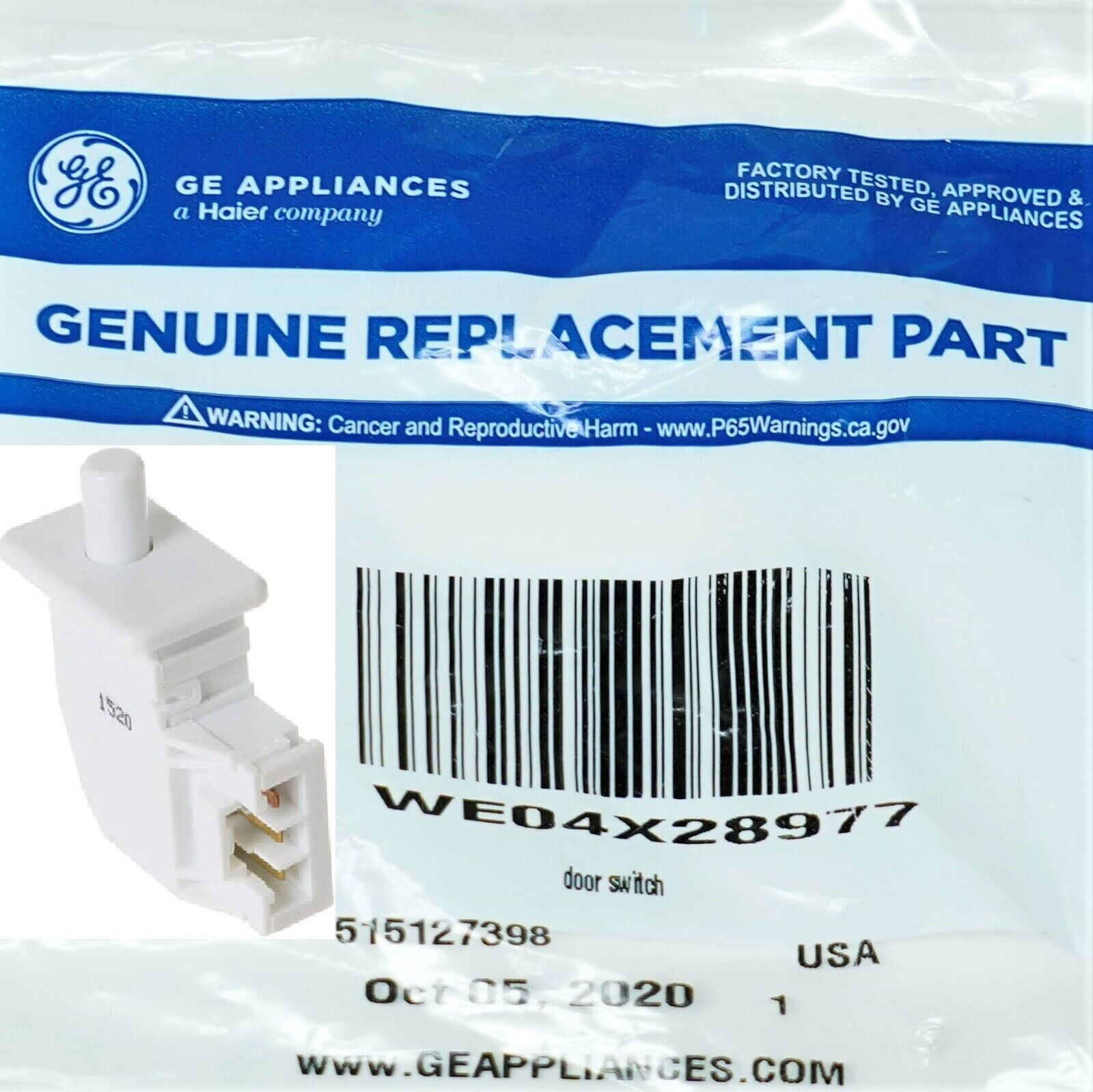 WE10X23879 Dryer Door OEM Switch