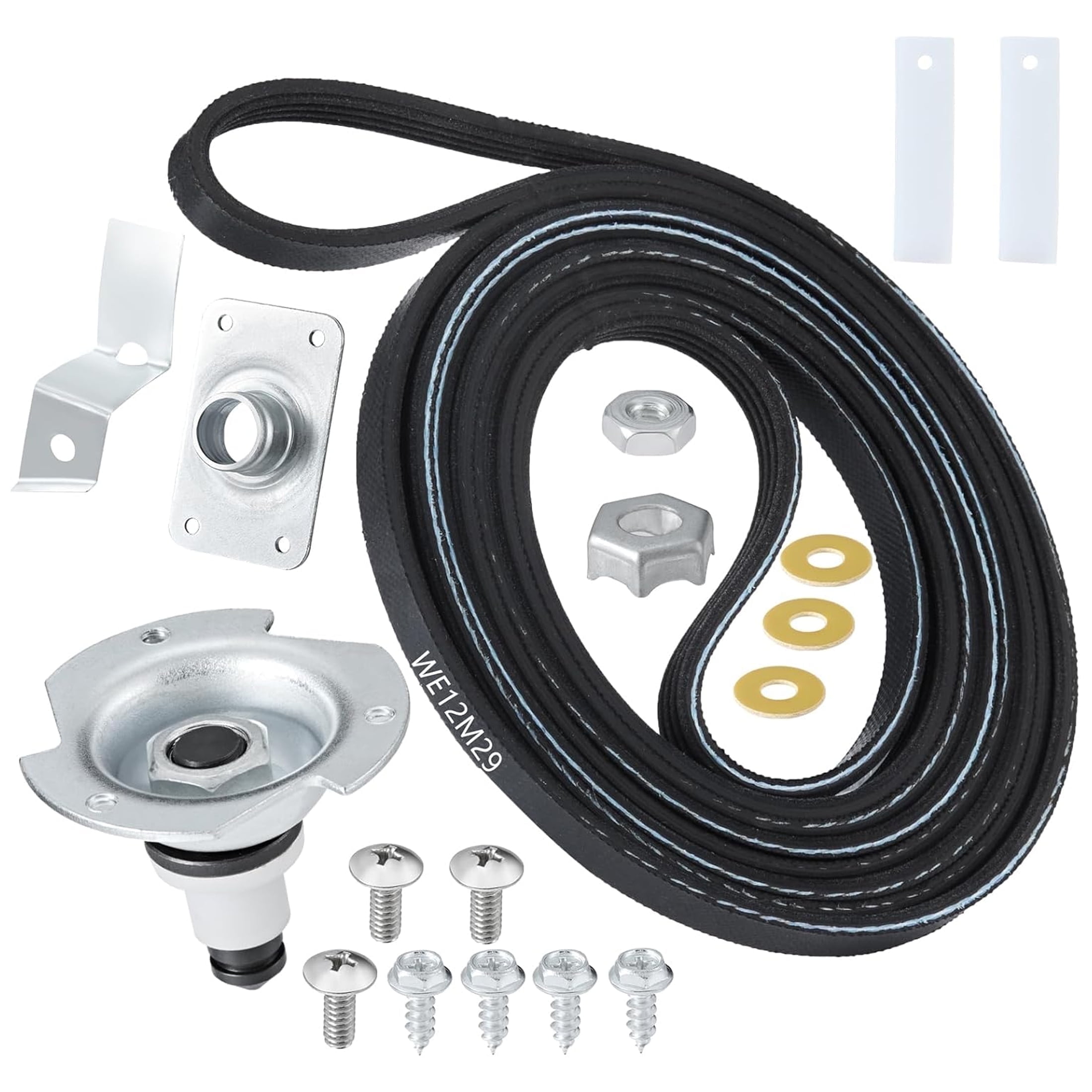 Dryer Drum Bearing Replacemnt Kit WE25X205 WE25M40 for GE Hotpoint, Contains WE12M29 Drum Drive Belt WE1M333 Drum Bearing Slide Replaces AP2619300, 784658, PS267529