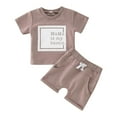 thumbnail image 1 of WEAIXIMIUNG Baby Boy Clothes Summer 6-9 Months Kids Toddler Boys Girls Short Sleeve Letter Printed T Shirt Pullover Tops Shorts Outfits 80 Purple, 1 of 7