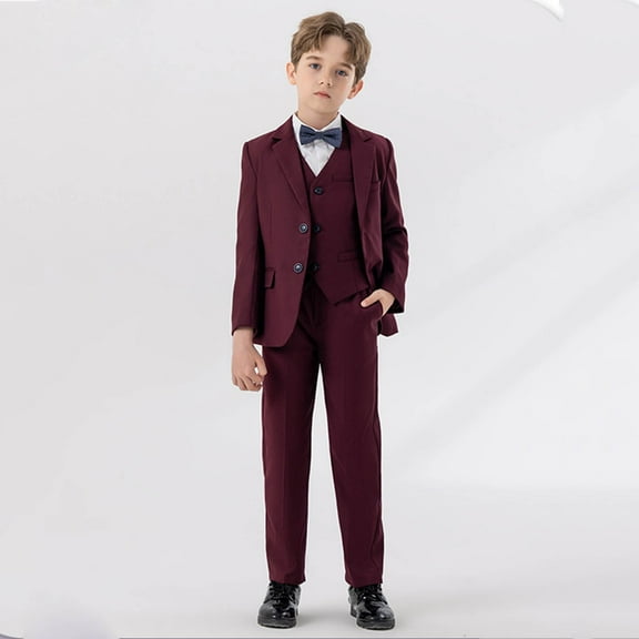 WEAIXIMIUNG Boys Clothes Size 8 Boys Business Suits Coat 4 Piece Outfit Tuxedo Set For Kids Formal Suit For Boys With Vest Pants Bowtie Set Slim 130