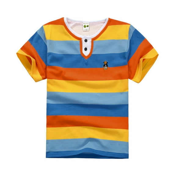 WEAIXIMIUNG Long Sleeve Shirt Summer New Striped Short Sleeve T Shirt For Boys Cute Kids' Top For Toddler Boy Clothing 130