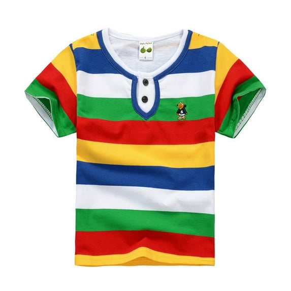 WEAIXIMIUNG Boys Shirts Size 6 Multipack Summer New Striped Short Sleeve T Shirt For Boys Cute Kids' Top For Toddler Boy Clothing 130
