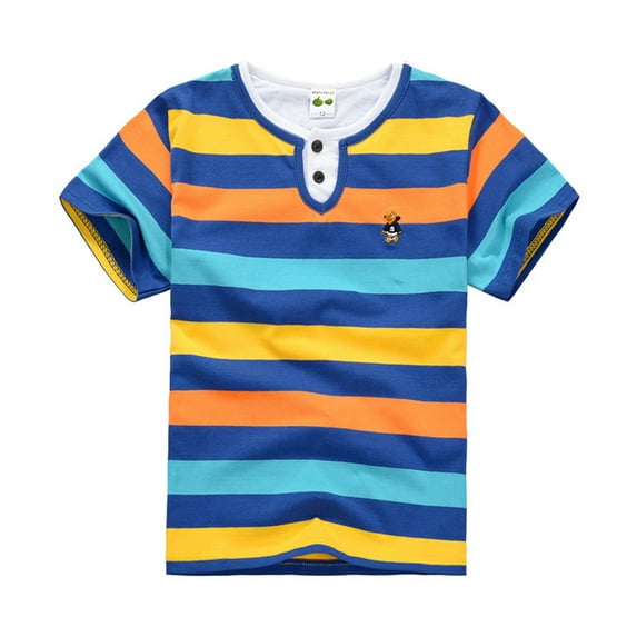 WEAIXIMIUNG Boys Shirts Size 8 Summer New Striped Short Sleeve T Shirt For Boys Cute Kids' Top For Toddler Boy Clothing 130