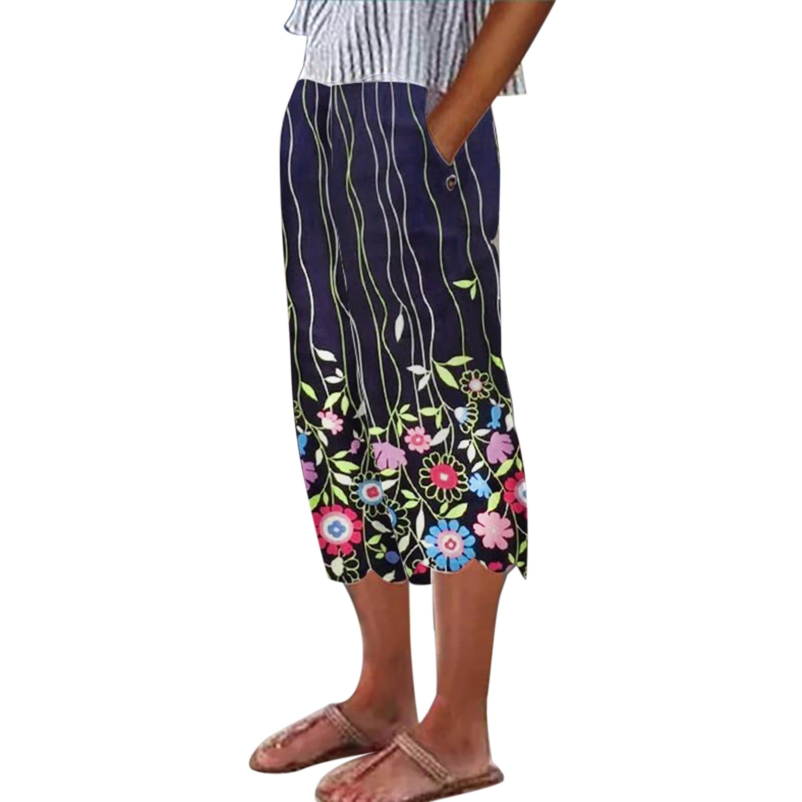 WEAIXIMIUNG Casual Cropped Loose Fit Women Pants for Summer Casual Womens for Summer Wide Leg