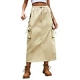 thumbnail image 1 of WEAIXIMIUNG Heavy Industry Drawstring Design Denim Cargo Skirt Skirt Skirts for Women Midi Length Plus Size Trendy 2024 Khaki L, 1 of 7