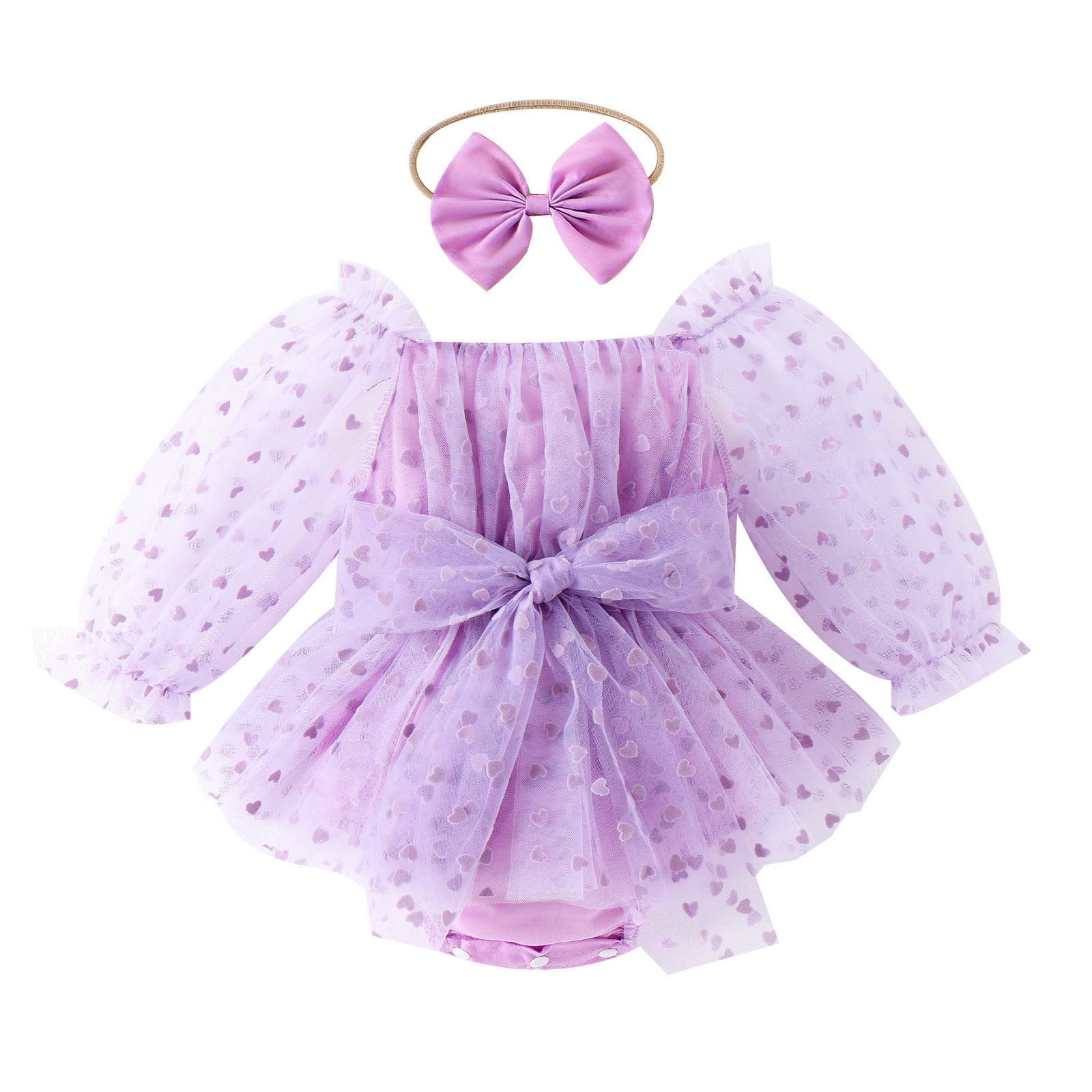 WEAIXIMIUNG Infant Baby Girls Valentines Day Romper Dress Heart Print