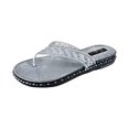thumbnail image 1 of WEAIXIMIUNG Ladies Retro Casual Rhinestone Flat Bottom Clip Toe Beach Large Size Sandal Slippers Womens Sandals Beach Dressy Trendy 37 Silver, 1 of 9